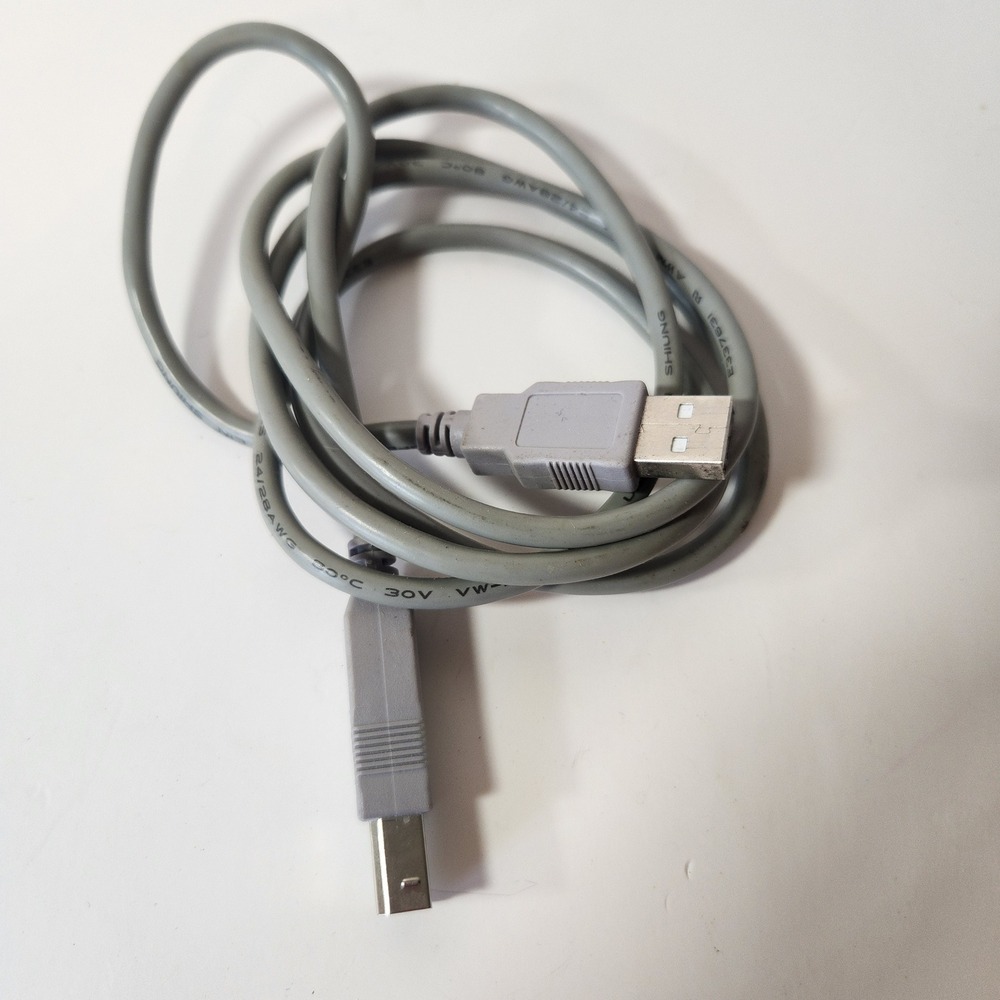 Grey USB 2.0 Printer Cable Type A to Type B Male Data Cord 4ft‎ 24/28AWG 80C 30V